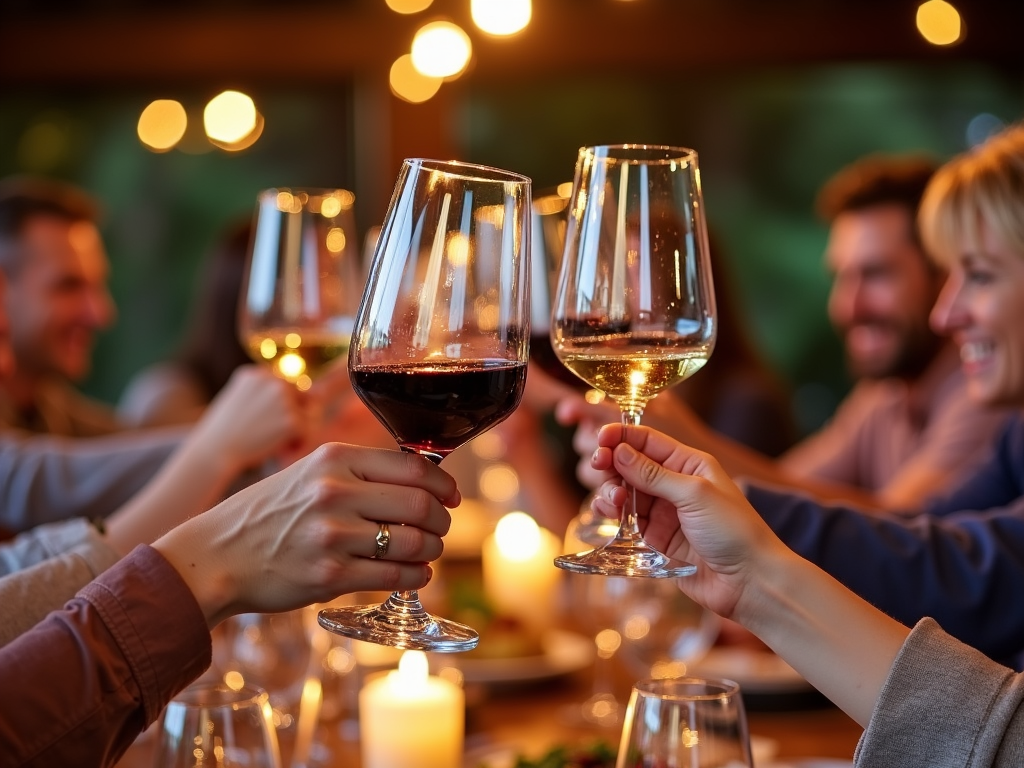 Friends toasting with wine glasses