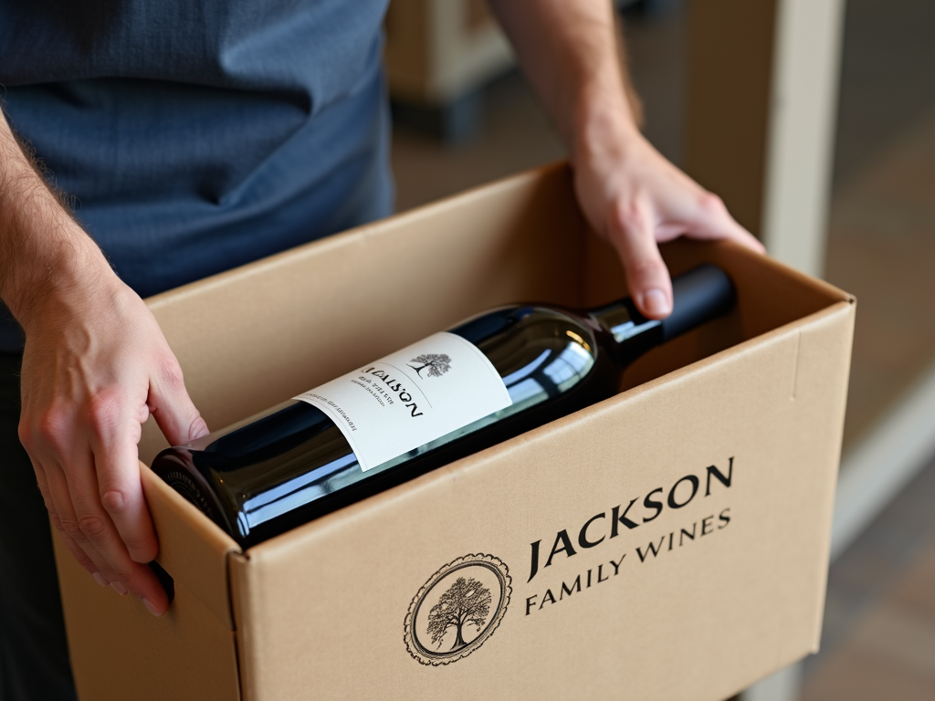 Wine bottle packed for safe shipping