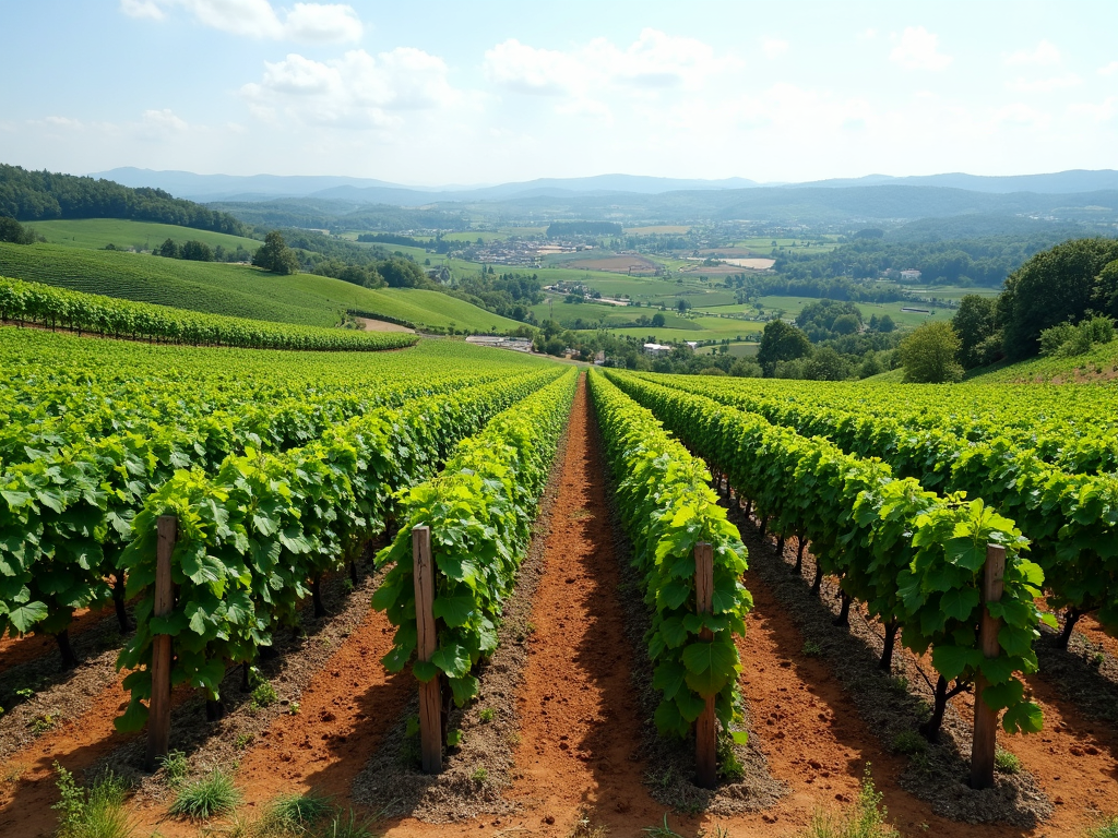 A scenic view of the vast vineyards at Jackson Family Wines, showcasing sustainable farming practices.