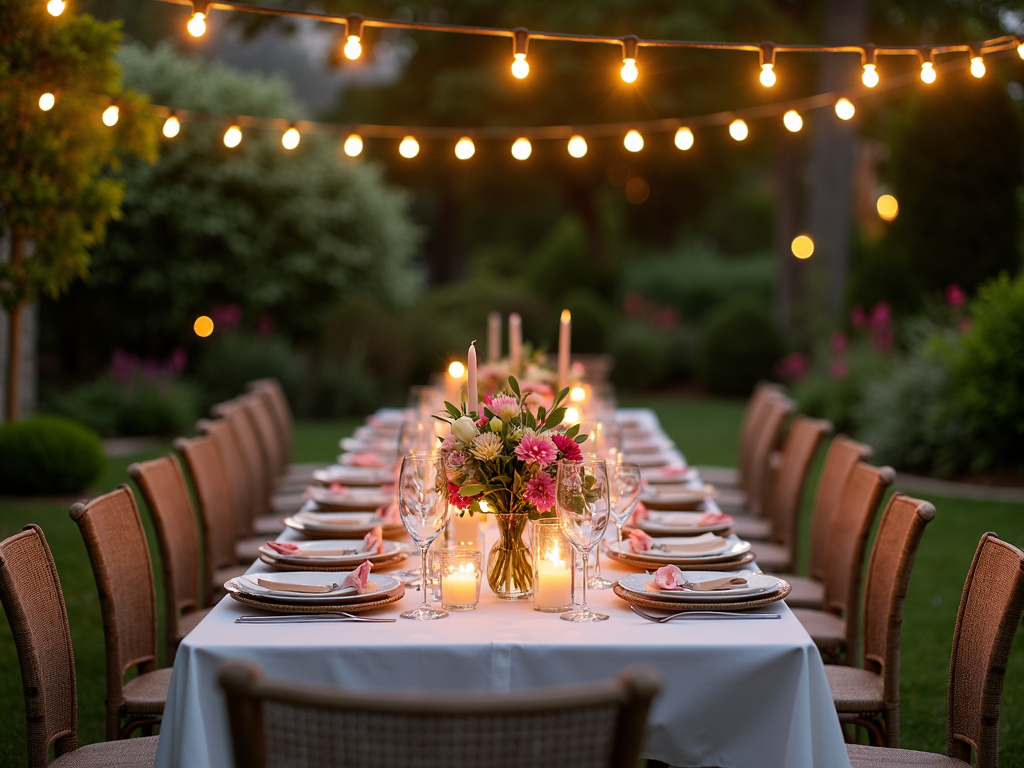 Outdoor dining table set for a summer soiree