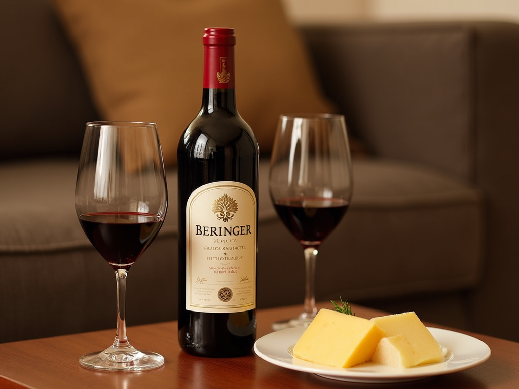 Beringer Merlot with cheese