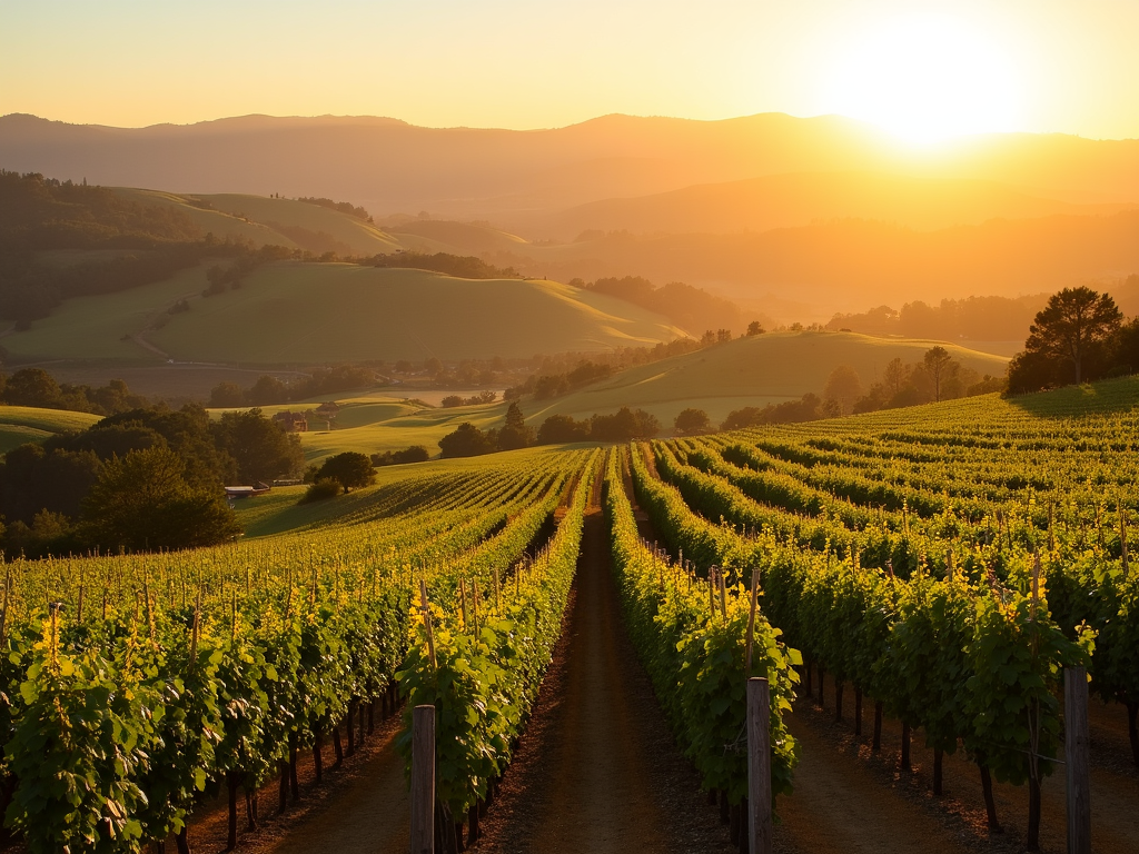 Sunlit Sonoma County vineyard landscape