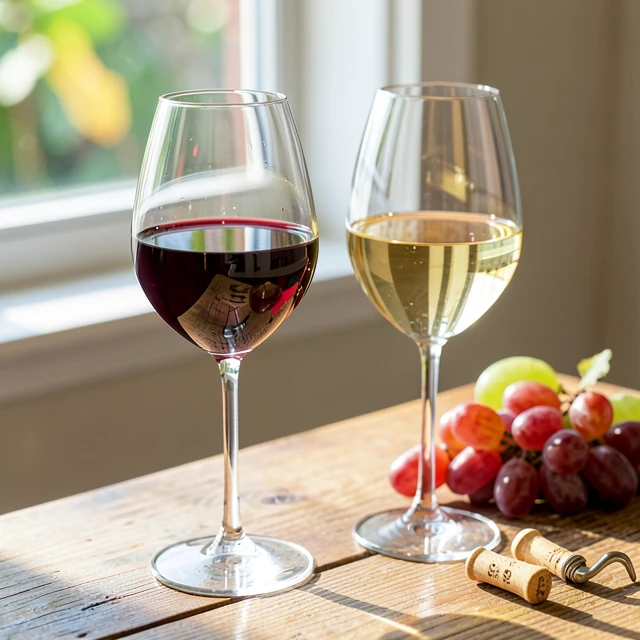 Red and white wine glasses comparison for beginners