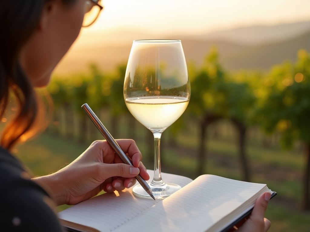 Taking notes during a wine tasting