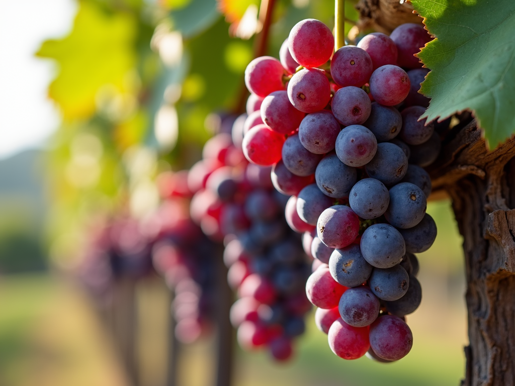 Ripe grapes ready for harvest in a vineyard