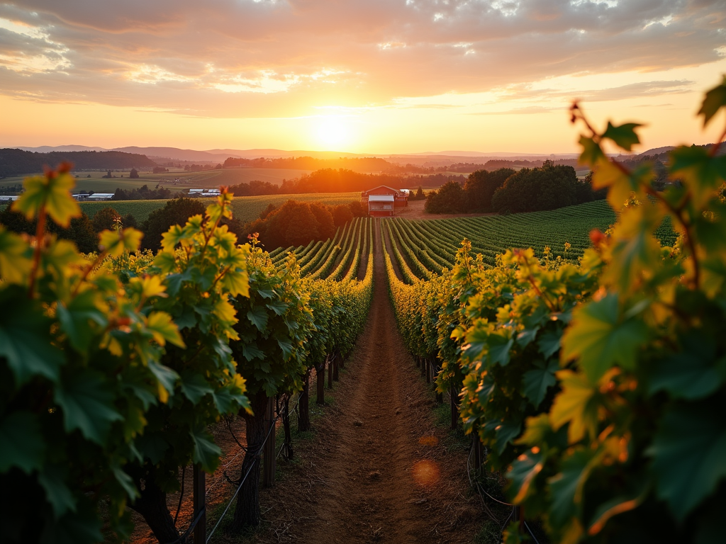 Sustainable vineyard at dusk at Jackson Family Wines