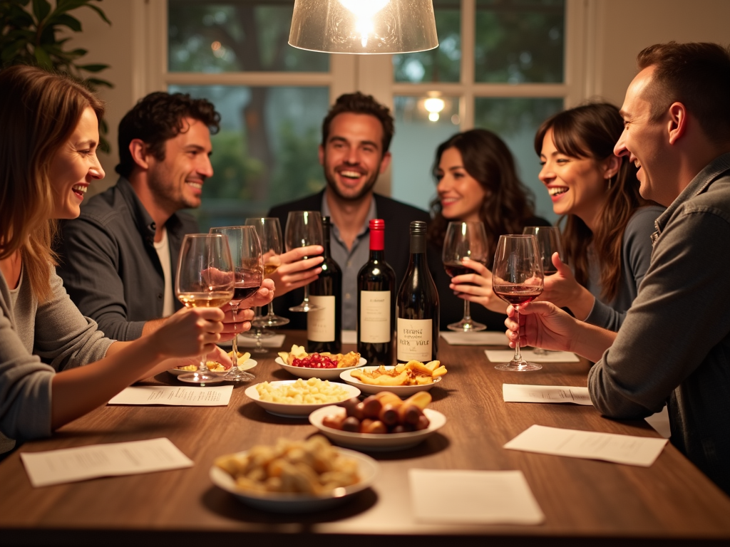 Friends at a wine tasting party