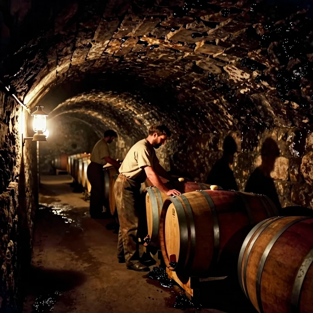 Historic hand-dug caves of Beringer Vineyards during construction