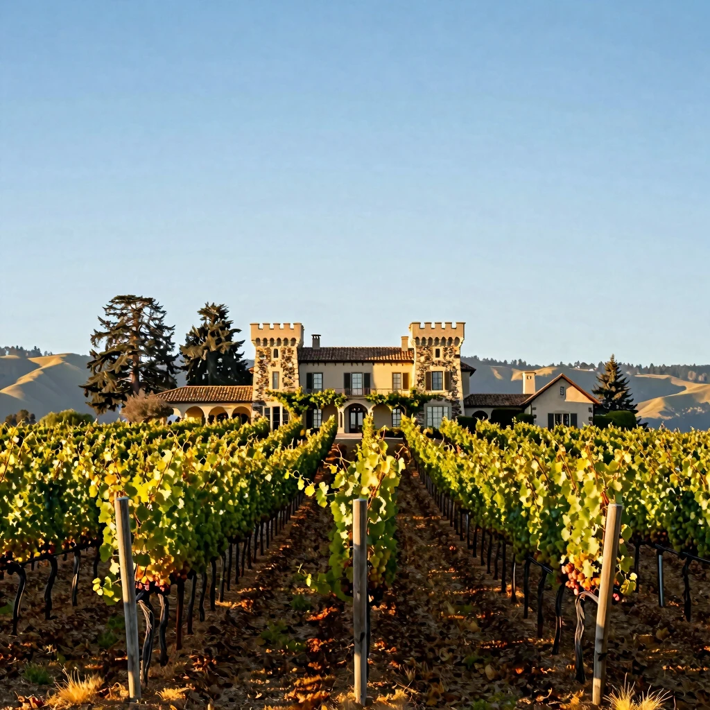 Majestic Beringer Vineyards estate at golden hour