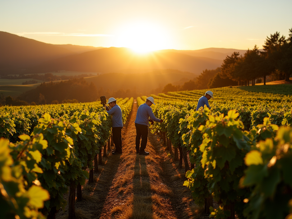 Harvest season in Sonoma County vineyards.