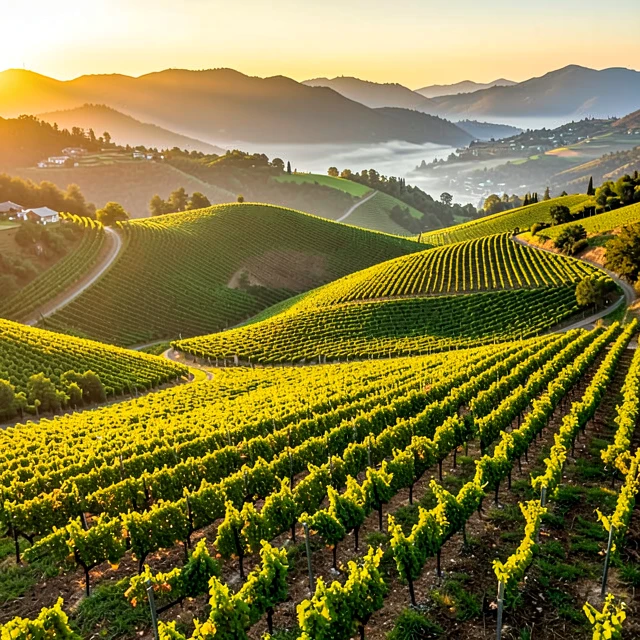 Beautiful Napa Valley vineyards at sunset showcasing America's premier wine region