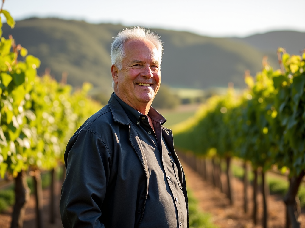 Jess Jackson, founder of Jackson Family Wines, in his vineyard