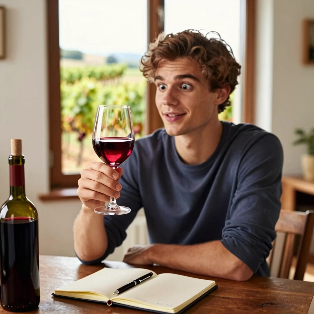 Beginner exploring wine tasting at home