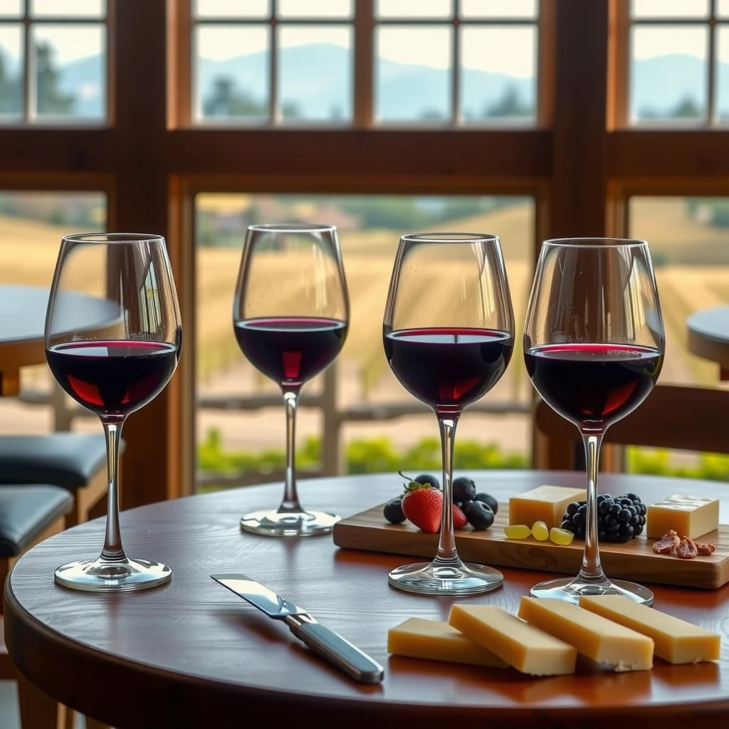 Wine tasting of Oregon Pinot Noir in a winery