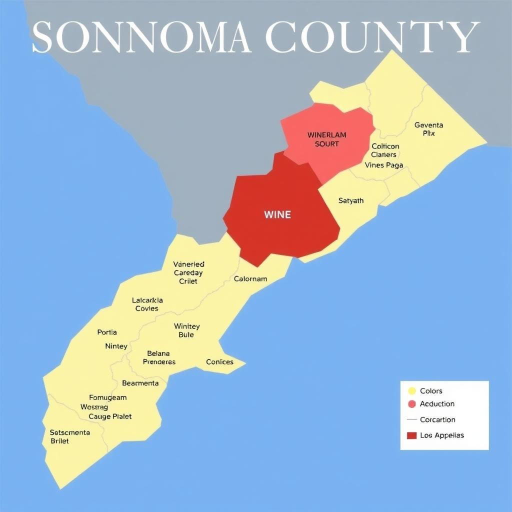 Map of Sonoma County's wine regions.