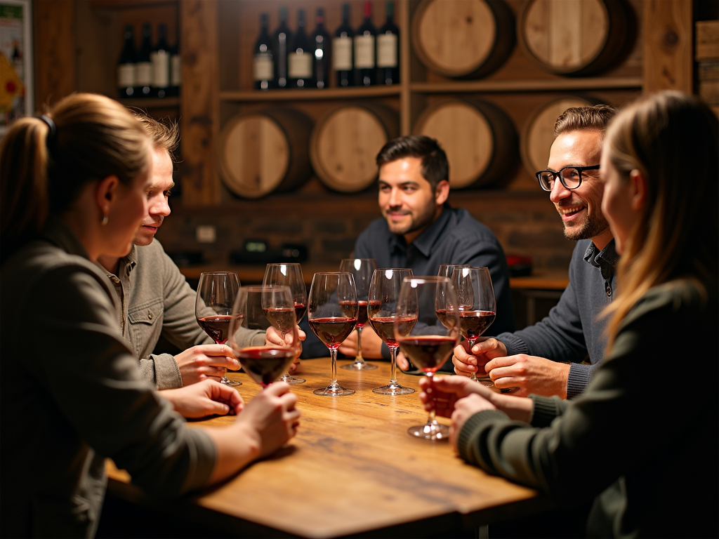 Wine tasting event, capturing the social and sensory aspects of enjoying wine.