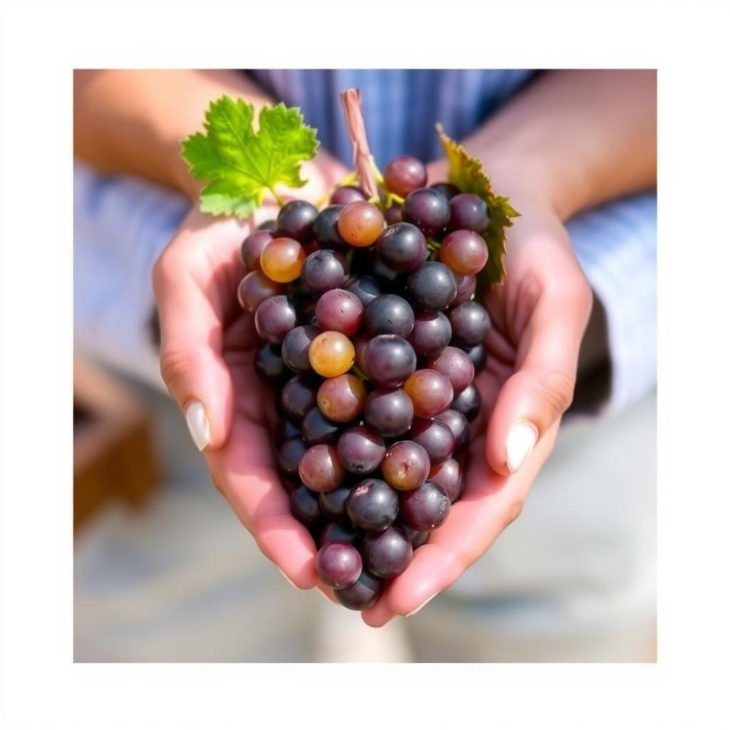 Winemaker inspecting grapes at Jackson Family Wines.