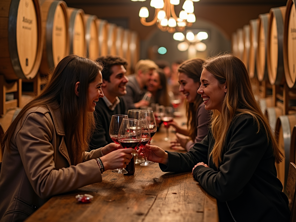 Friends toasting at Beringer tasting room