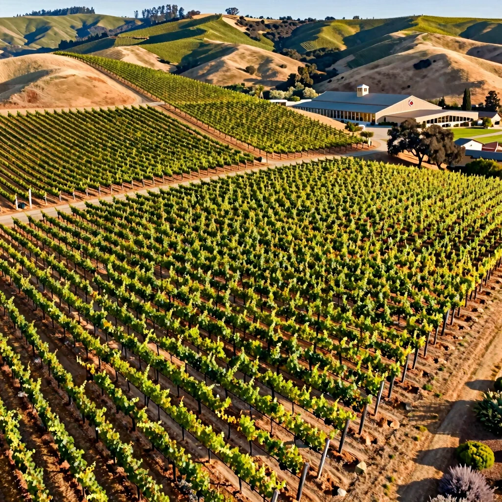 Aerial view of sustainable vineyards at Jackson Family Wines in Sonoma County