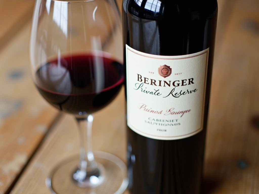Beringer Private Reserve Cabernet Sauvignon bottle and glass