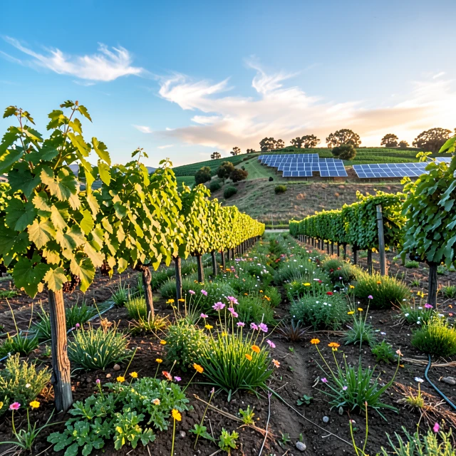 Sustainable vineyard in California showcasing regenerative farming practices