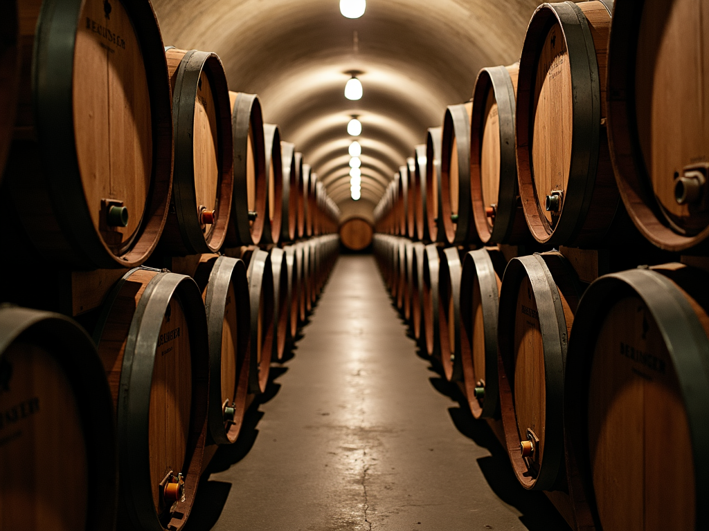 Oak barrels in Beringer's aging cellars.