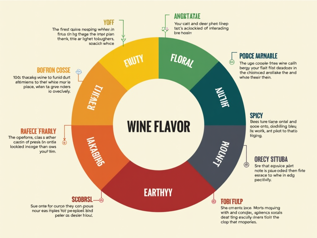 Wine flavor wheel infographic.