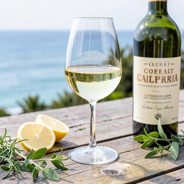 Glass of refreshing California Sauvignon Blanc ready for tasting