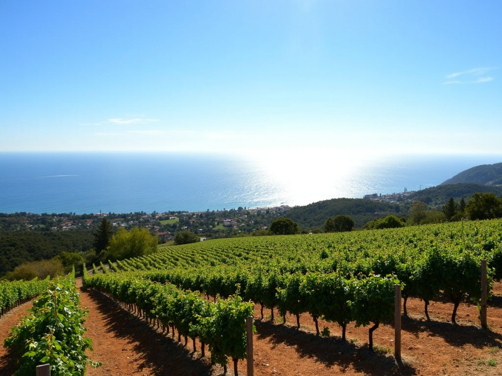 Santa Barbara vineyards overlooking the ocean