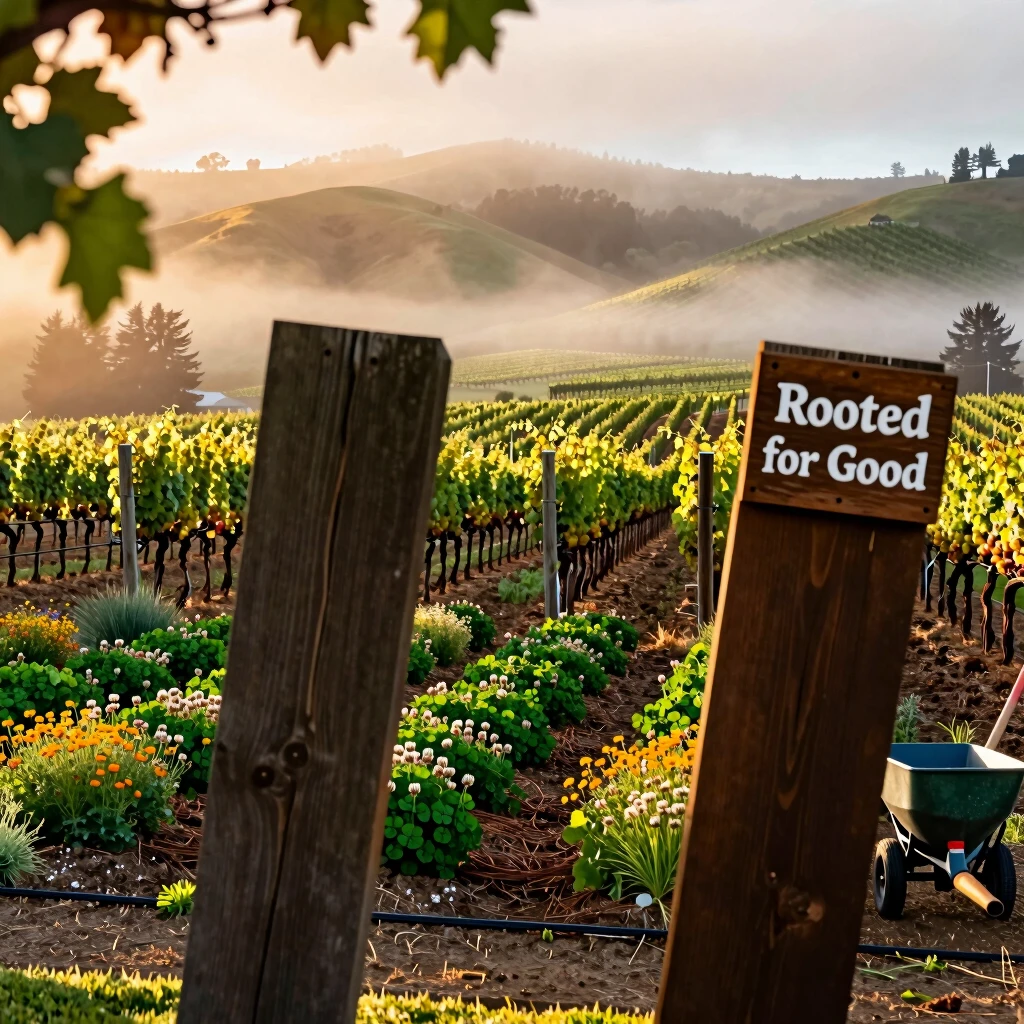 Dawn over regenerative vineyards in Sonoma County, showcasing Jackson Family Wines' sustainable practices