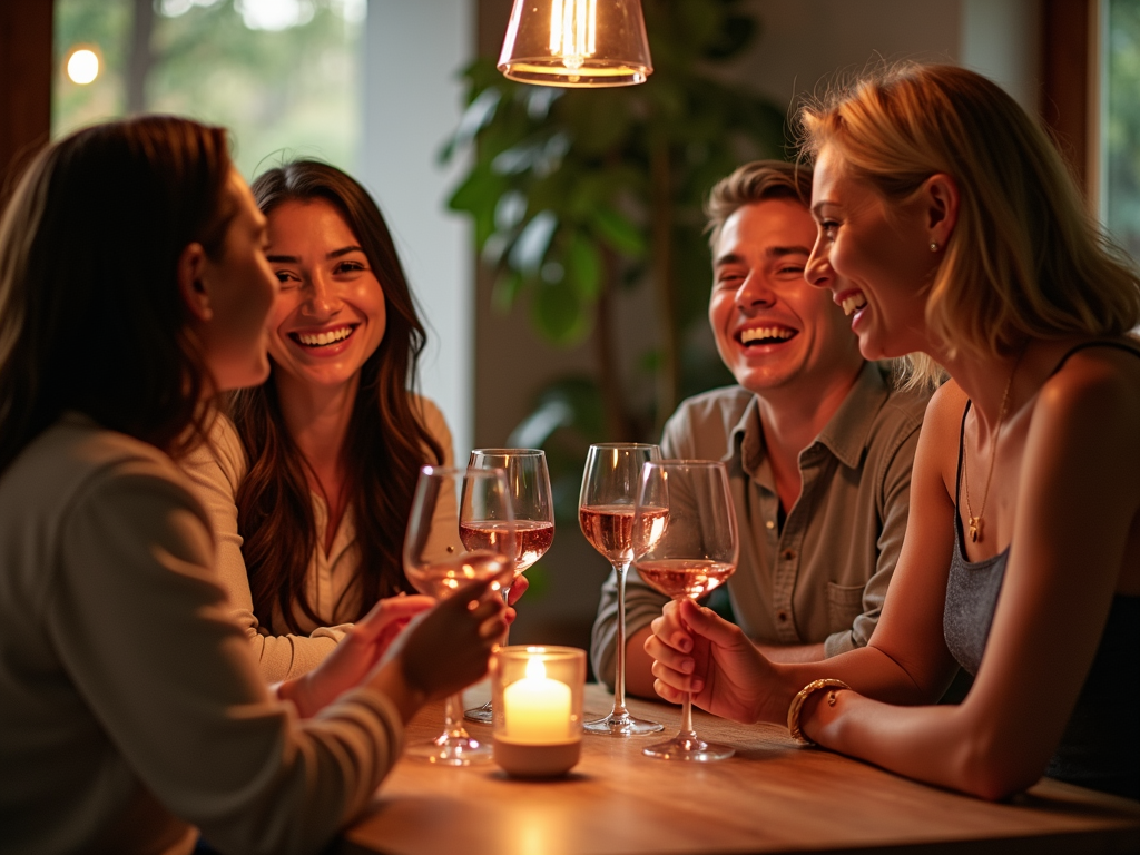 Friends enjoying a wine tasting party together.
