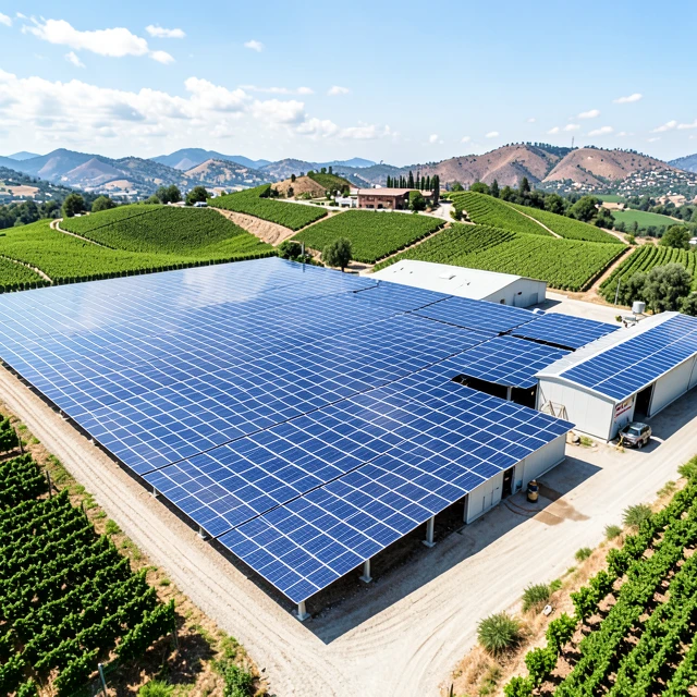 Large solar energy installation powering Jackson Family Wines sustainable operations