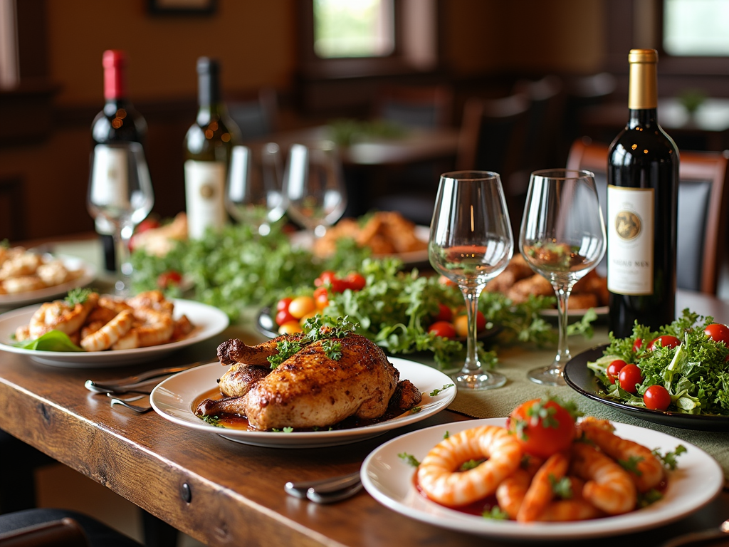 Dining table with food and Jackson Family Wines