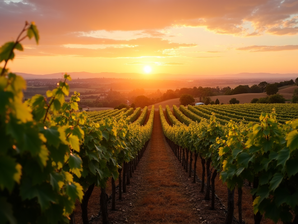 Vineyard at sunset