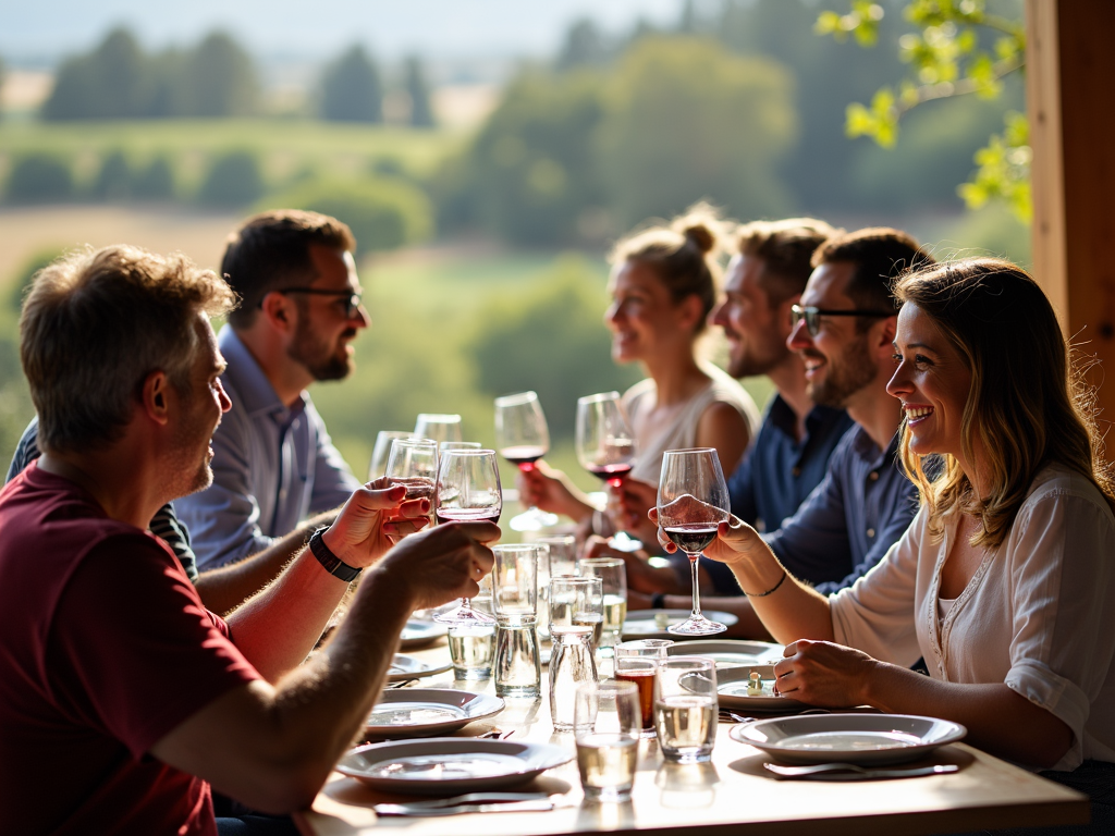 Guests savoring the experience of a wine tasting event at one of Jackson Family Wines' picturesque locations.