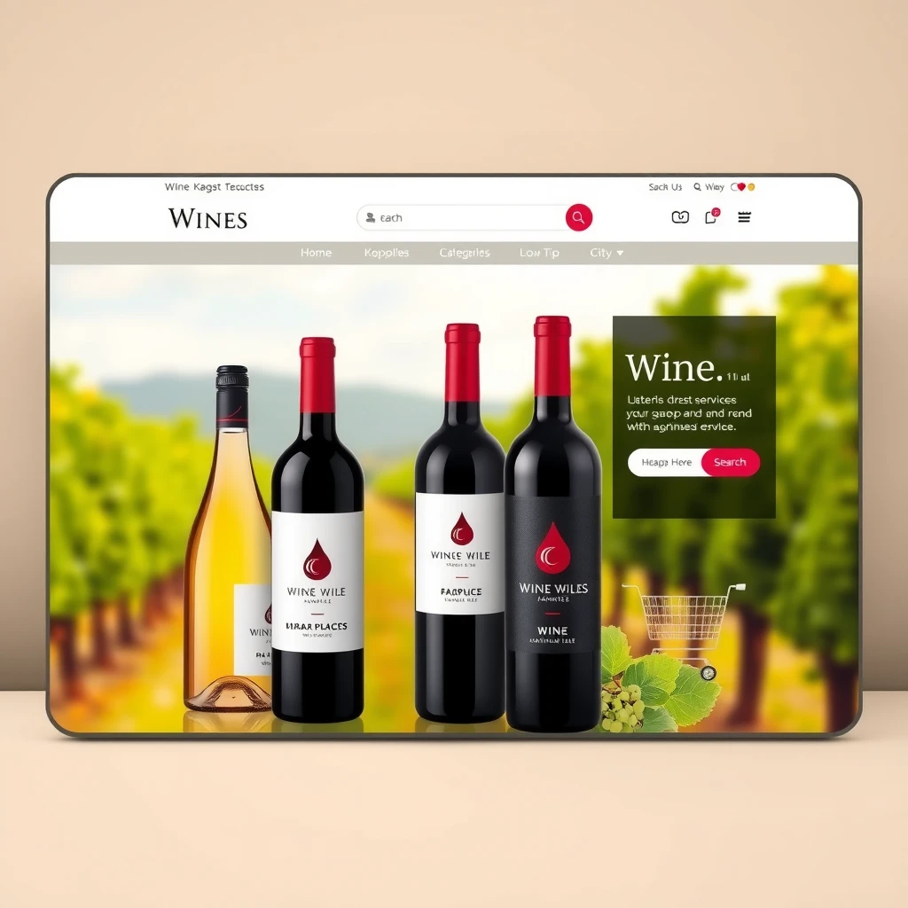 Modern online shopping interface for premium wines