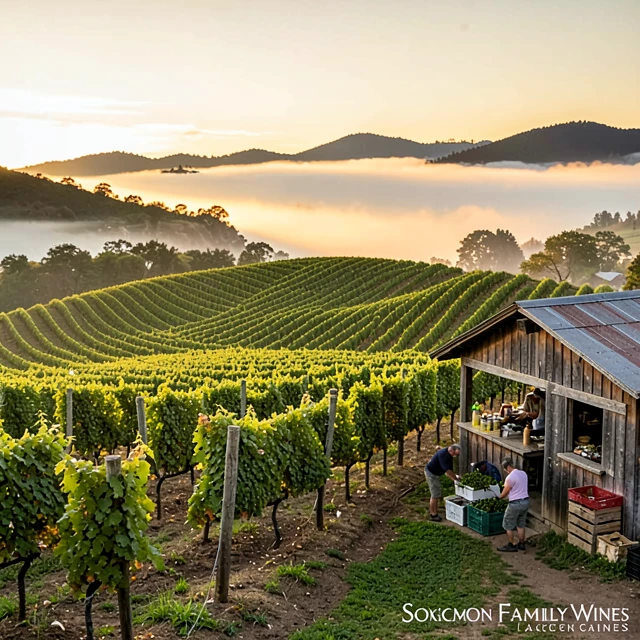 Sunset over Sonoma vineyards of Jackson Family Wines