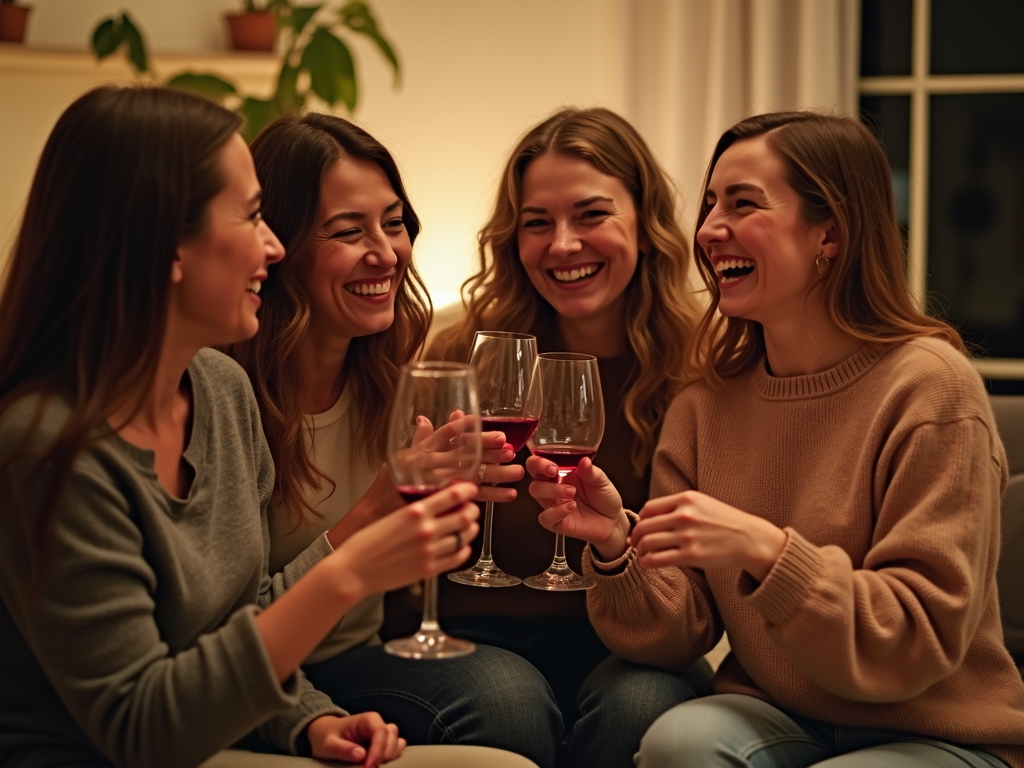 Guests enjoying a stress-free wine tasting party with friends.