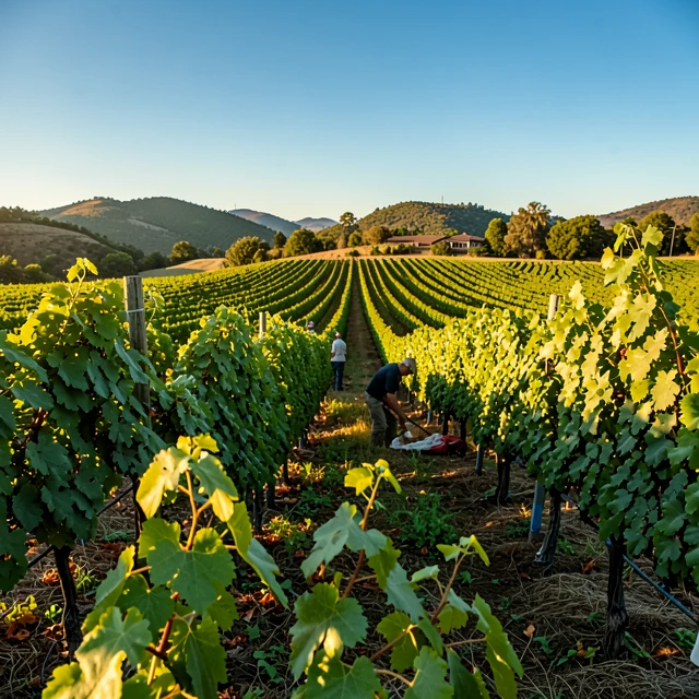 Beautiful organic vineyard in Napa Valley showing sustainable farming practices