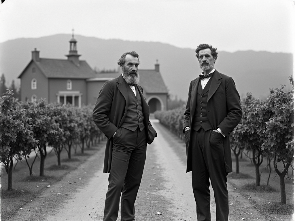 Jacob and Frederick Beringer at the founding of Beringer Vineyards in 1875.