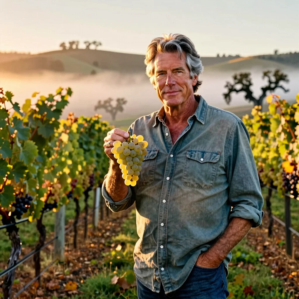 Jess Jackson in his early vineyard, symbolizing the founding vision of Jackson Family Wines