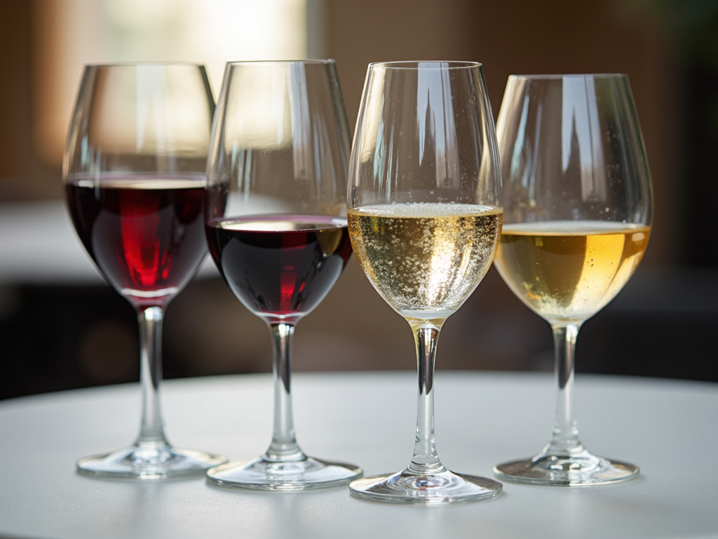 Various types of wine glasses for different wines.