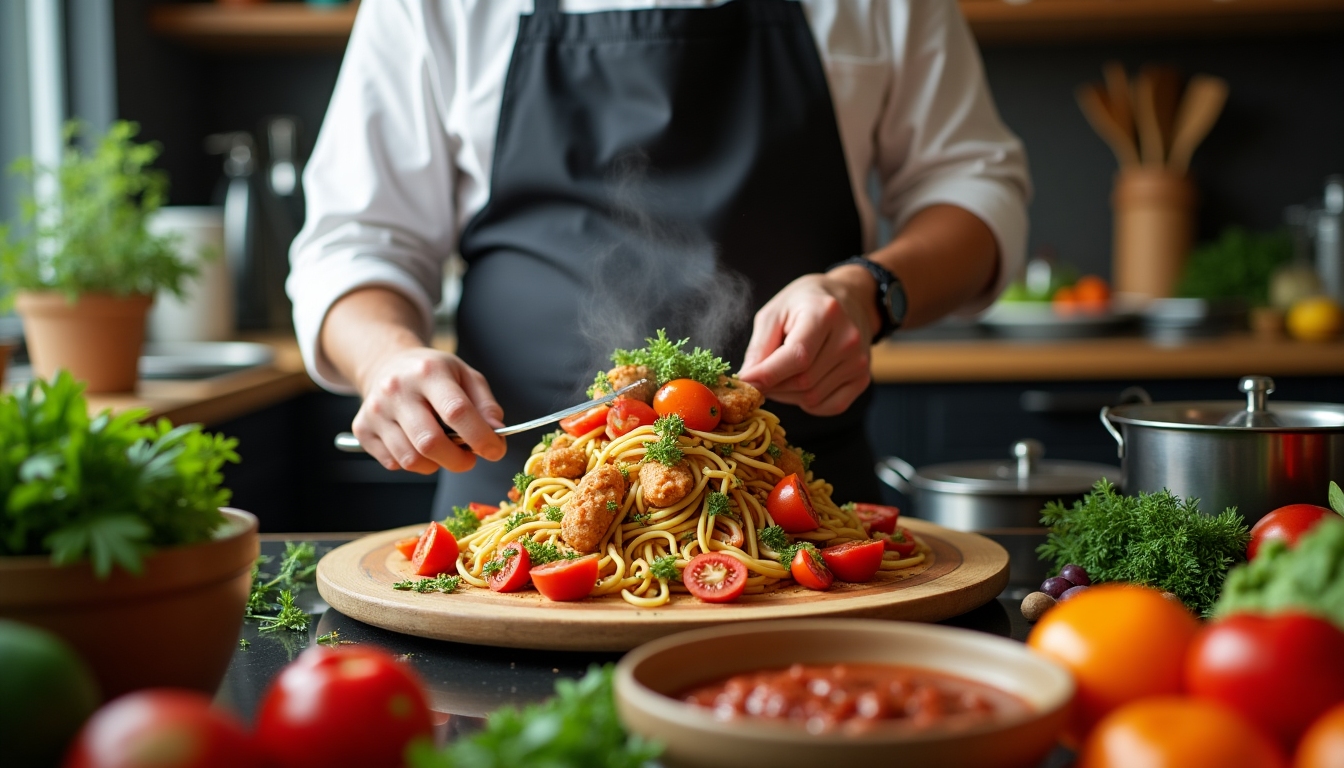 Chef preparing a meal.