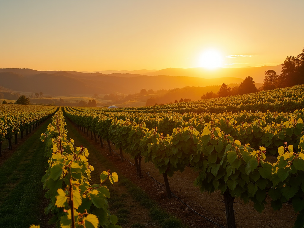 Vineyard at sunset