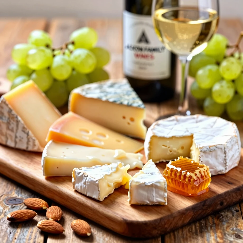 Elegant wine and cheese pairing board with Jackson Family Chardonnay