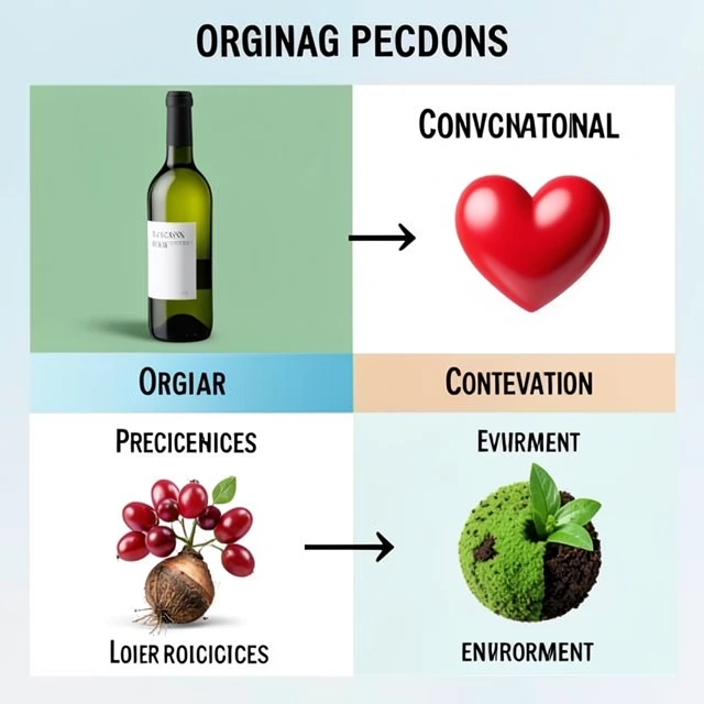 Visual comparison of organic versus conventional wine benefits