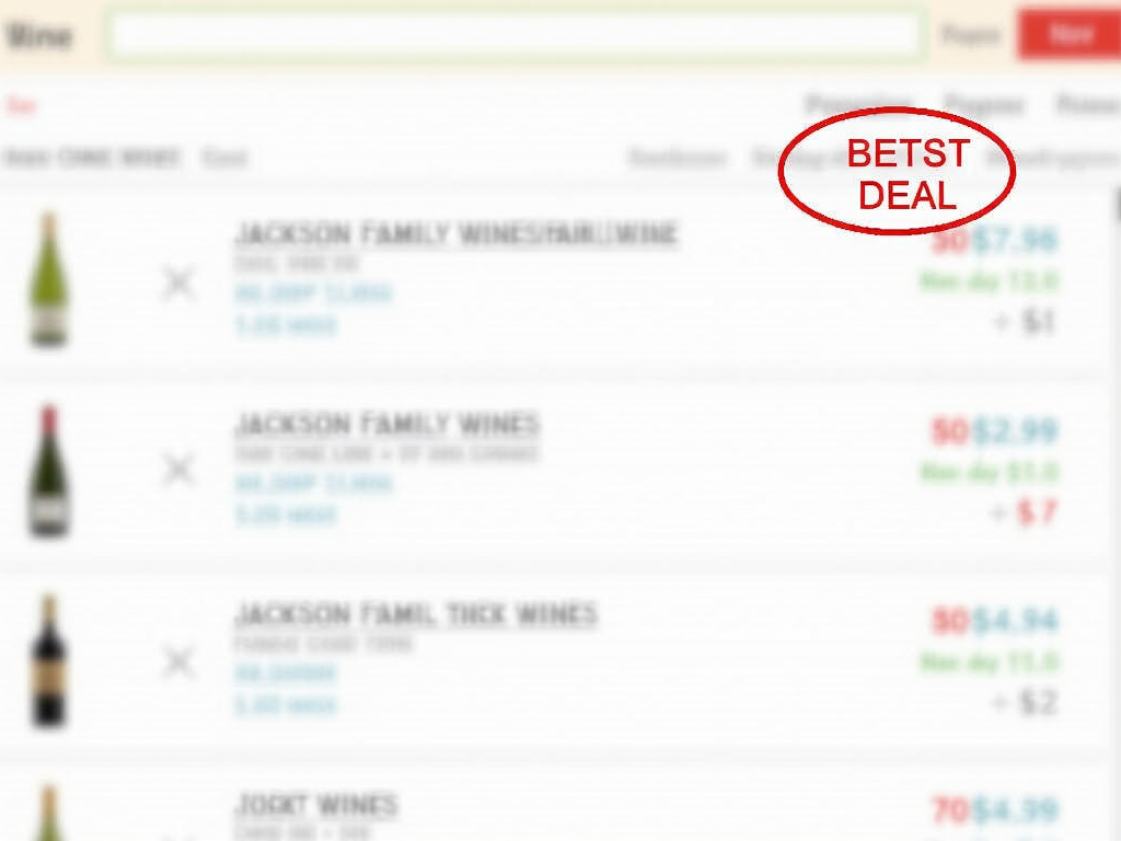 Wine search engine showing Jackson Family Wines prices