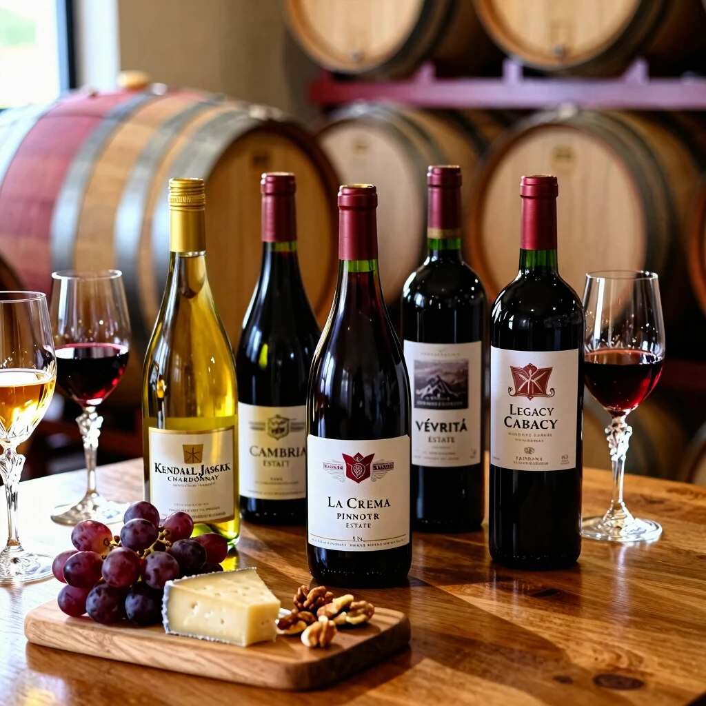 Assortment of premium Jackson Family Wines bottles on a tasting table, showcasing their diverse portfolio