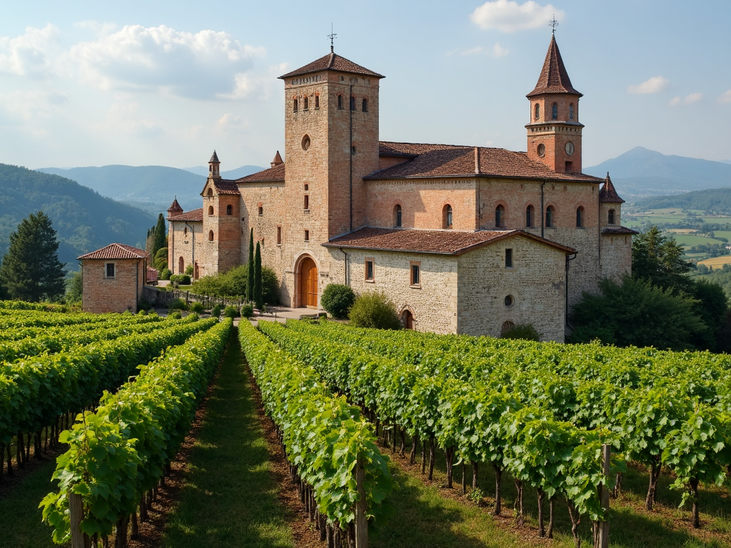 Medieval monastery with vineyards