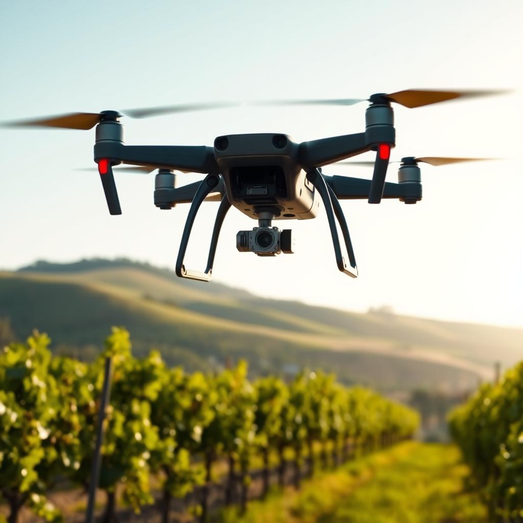 Drone monitoring sustainable vineyard